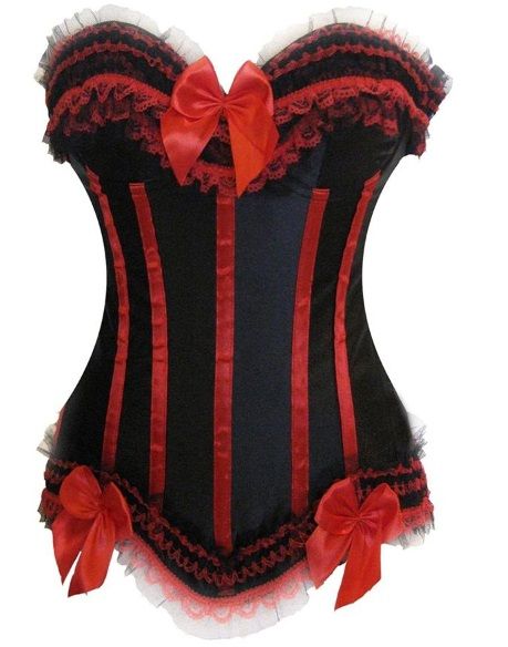 Corsete preto e Vermelho Laço
