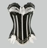 Corsete Preto e Branco Laço
